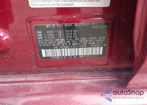 2011 Subaru Legacy 2.5I Premium из США, поврежденный, VIN 4S3BMCC62B3216836